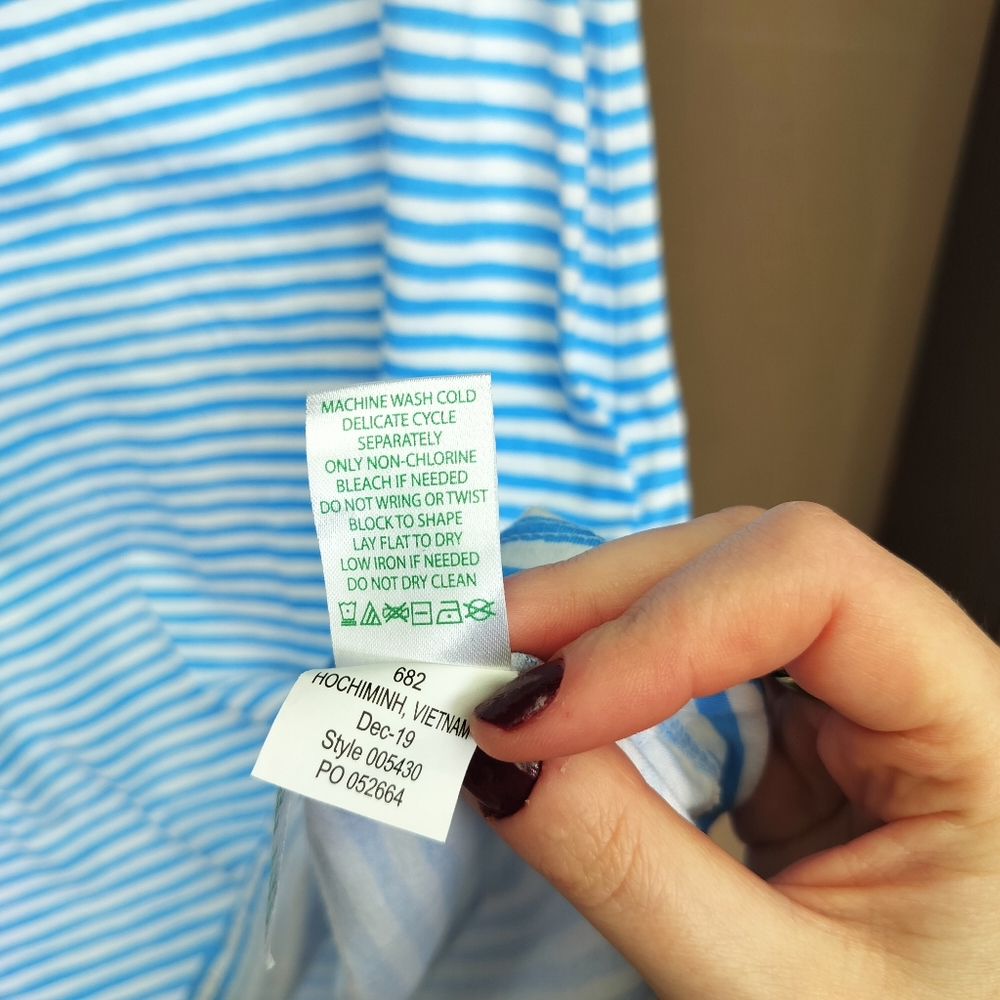 Lilly Pulitzer Blue and White Striped Sleeveless Cotton Dress with Lace Trim - Picture 7 of 8